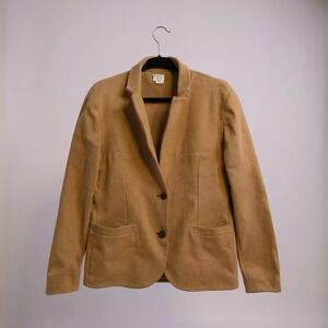 J Crew Tan Knit Blazer Cardigan Button Front Pockets Women's XL